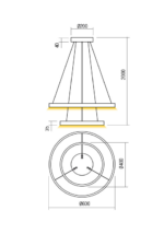 Stropna svetilka FEBE SU LED RD 62W 4000K D400+600 MGD - slika 3