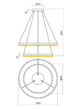 Stropna svetilka FEBE SU LED RD 82W 3000K D600+800 SWH - slika 3