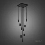 Viseče svetilo MADOX SQUARE 9x Wave - Črna